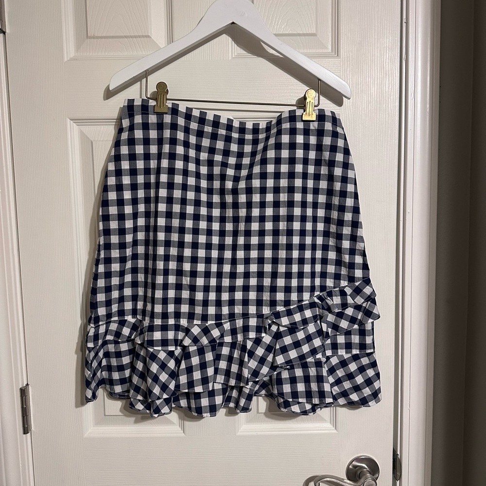 Draper James Blue and White Gingham Skirt